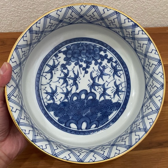 Vintage Shibata Toki Japan Hand Painted Porcelain Vibrant Orange & Blue 8” Bowl - Picture 9 of 14